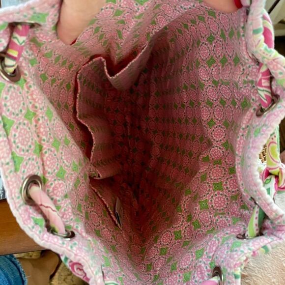 Vera Bradley Pink Green Floral Knapsack Bag main image 9